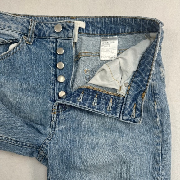 H&M Conscious Straight Leg Button Fly Jeans Womens Size 6 Light Wash Mid Rise - Picture 13 of 14